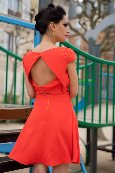 Top Charmeuse Orange - Modèle en stock