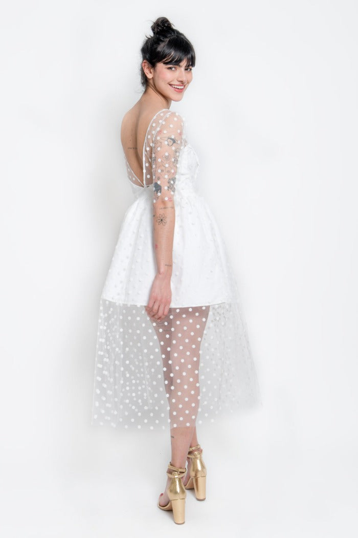 Robe mariage civil bustier mi-longue La Palpitante Blanche