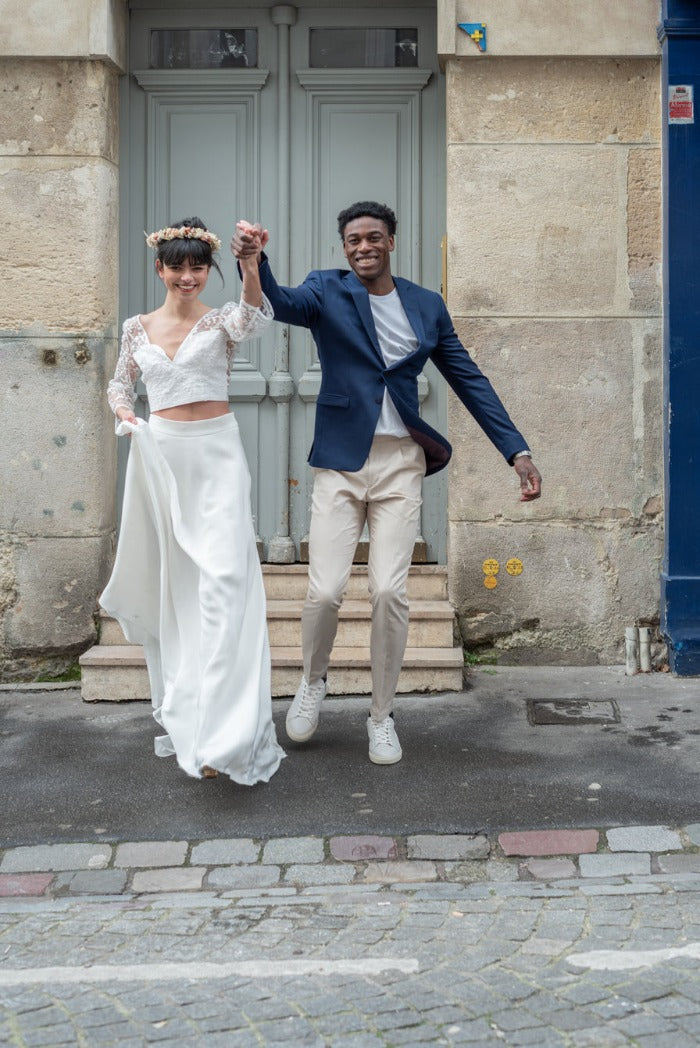 Crop Top Dentelle Haut Blanc Dos Nu Mariage Haut Crop Top En