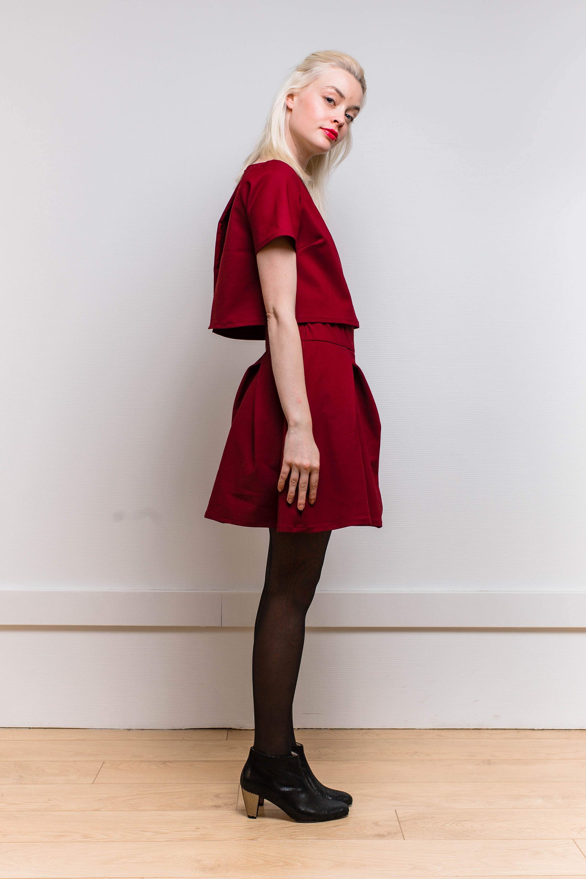 Le Haut de L'Intrépide Bordeaux-L'AMUSÉE-ensemble jupe,jupe,jupe courte,robe courte,taille haute,été 2018