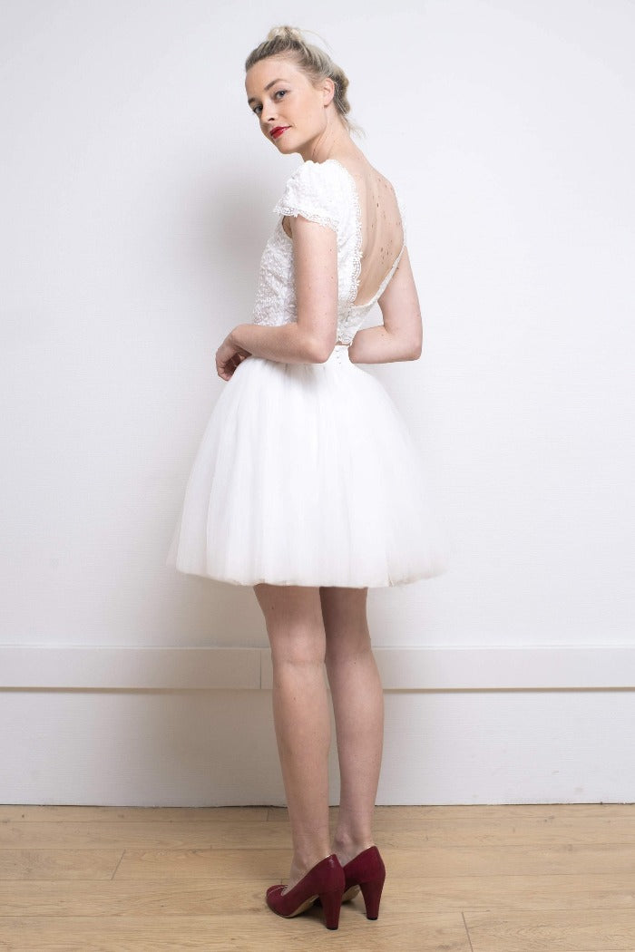 Mariée Jupe En Tulle Courte Femme Jupe Tutu Mariage Civil L'Ingénue